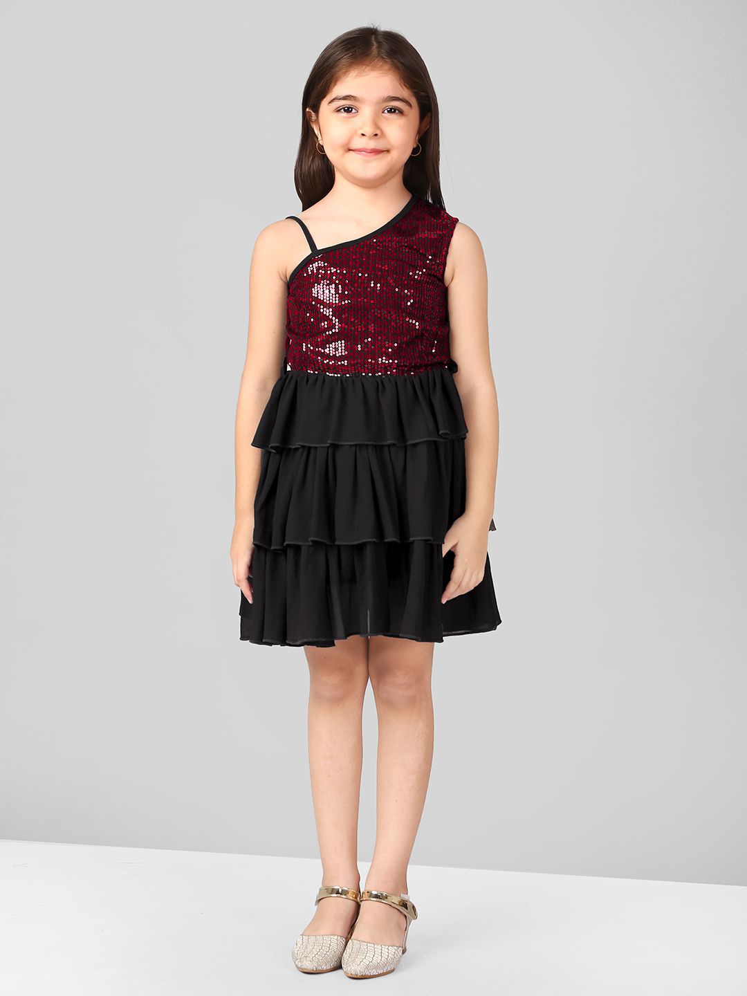 

Naughty Ninos Girls Embellished Sequined Fit & Flare Dress, Burgundy