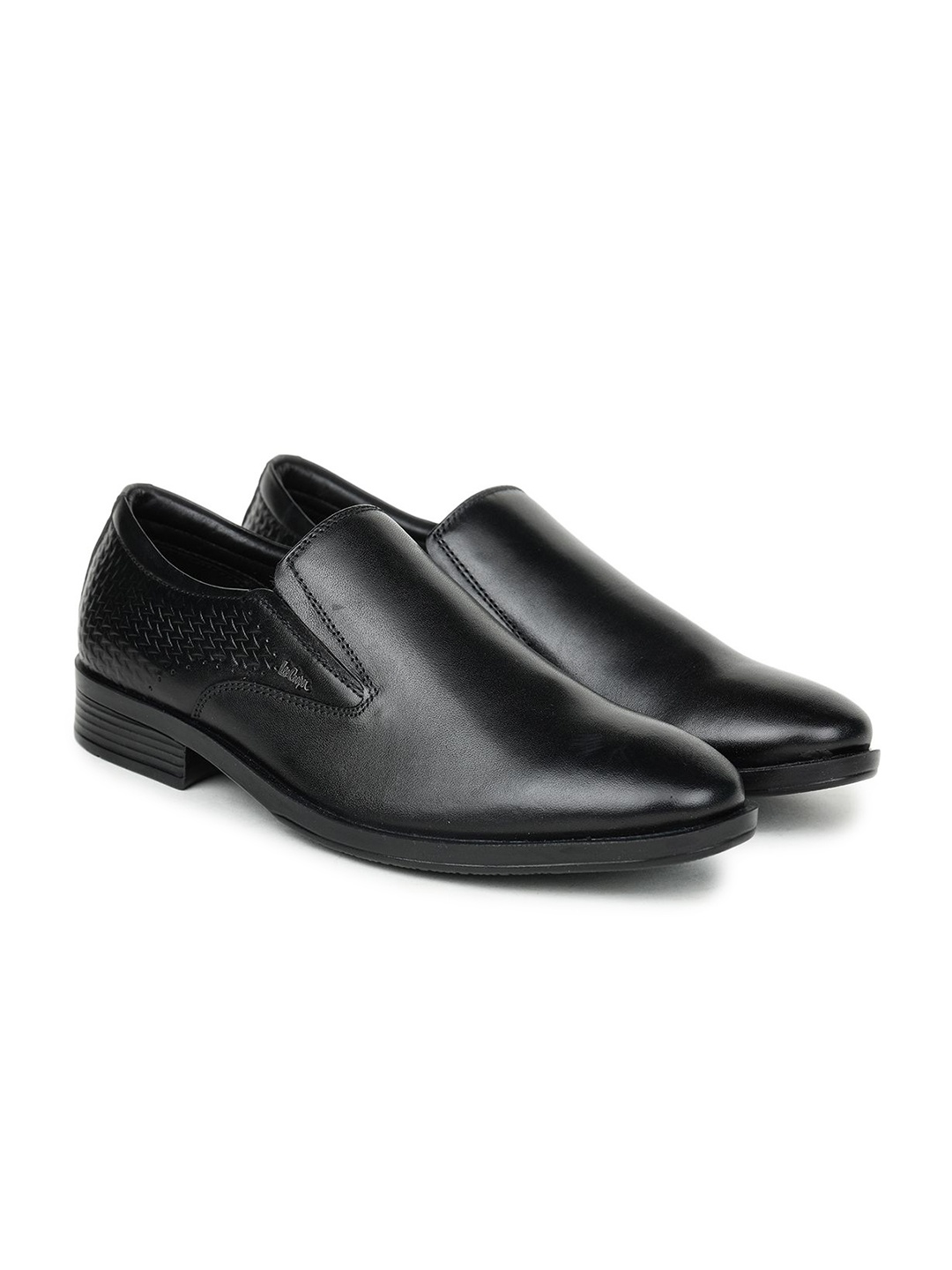 

Lee Cooper Men Textured Leather Formal Slip-On Shoes, Black