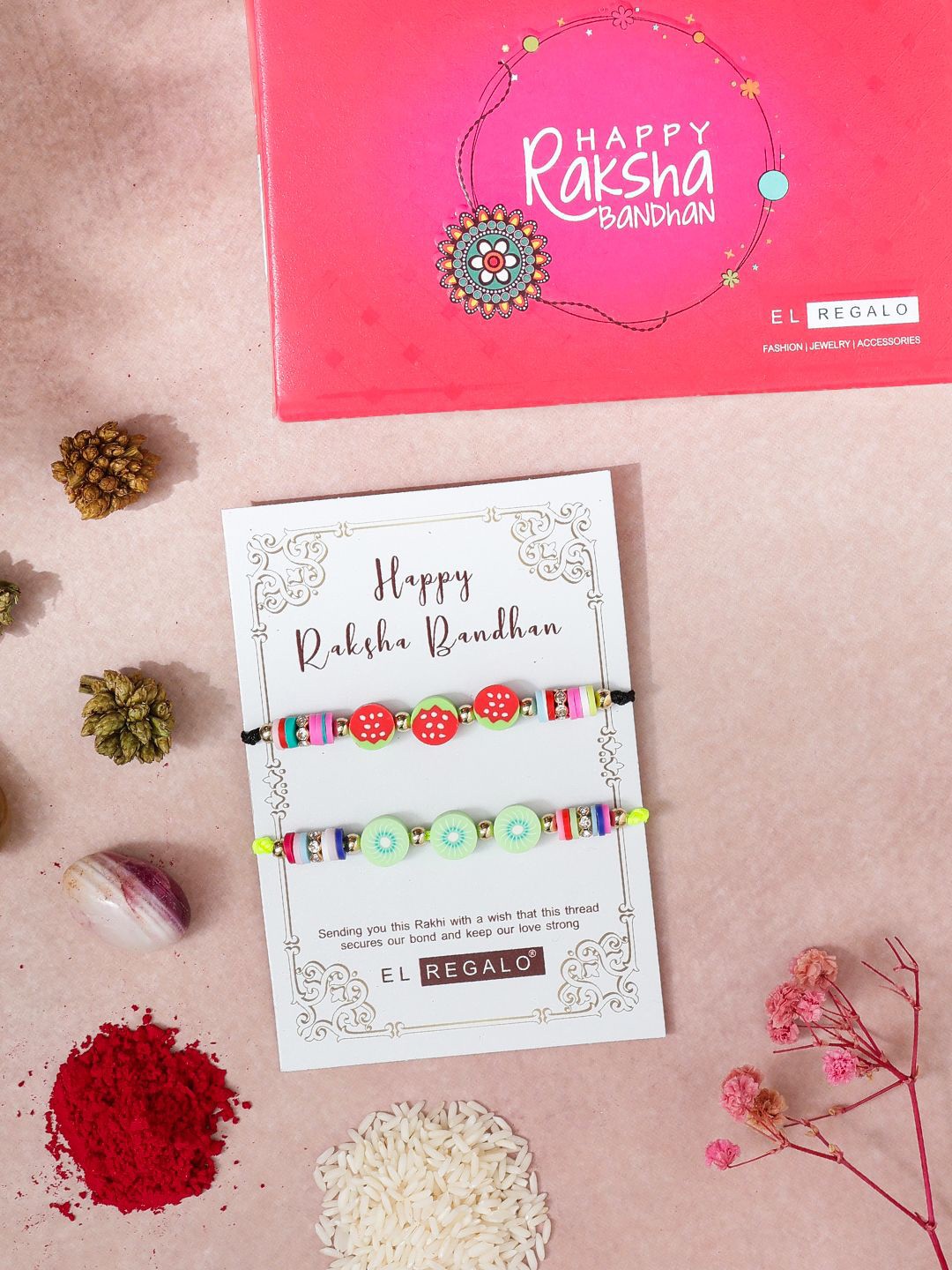 

EL REGALO Kids Set Of 2 Thread Rakhi, Green