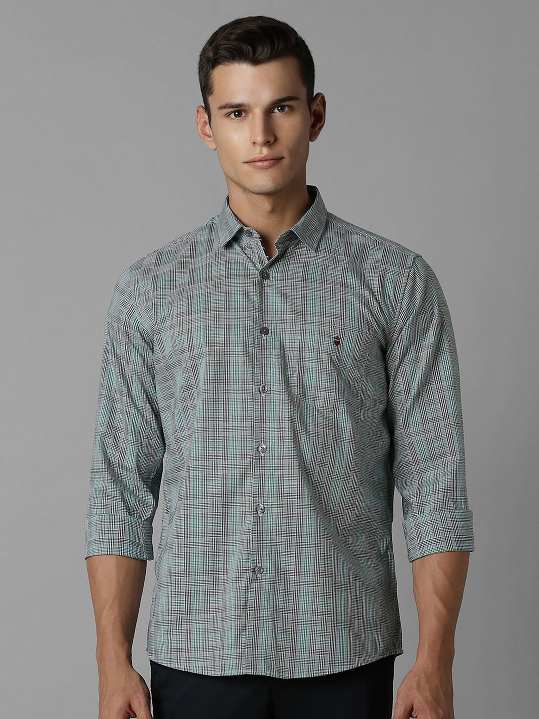 

Louis Philippe Sport Men Slim Fit Opaque Checked Casual Shirt, Grey