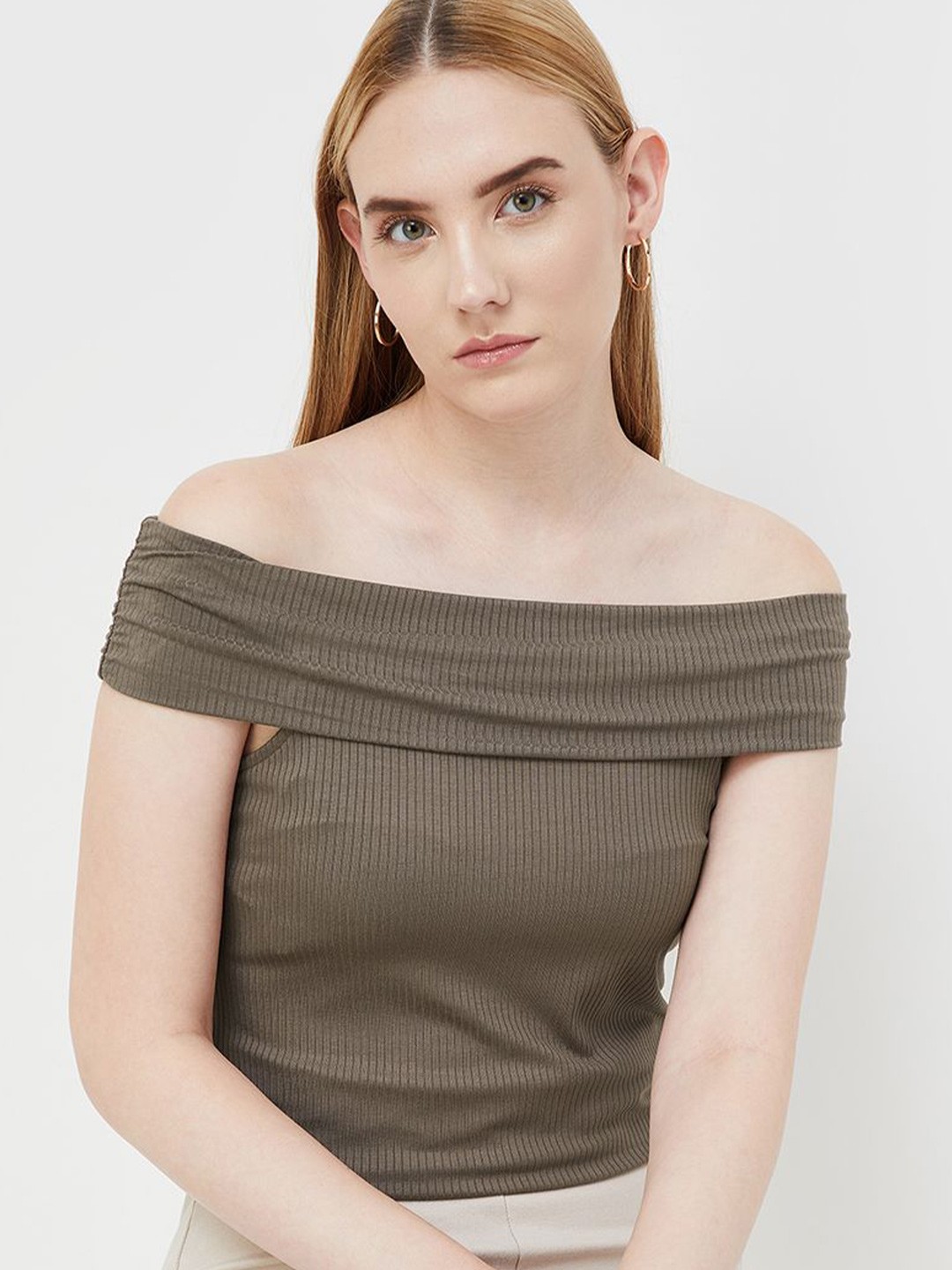 

CODE by Lifestyle Off-Shoulder Bardot Top, Brown