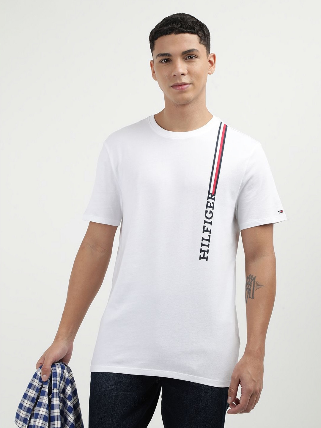 

Tommy Hilfiger Men Printed Round Neck Cotton T-shirt, White