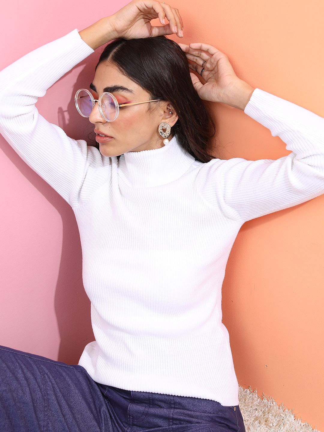 

Tokyo Talkies Women Cable Knit Pullover, White