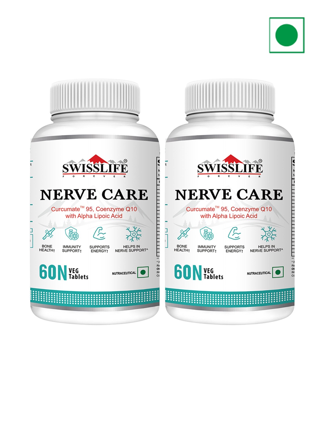 

Swisslife Forever Pack Of 2 Nerve Care with Curcumate 95 - 60 Tablets Each, White