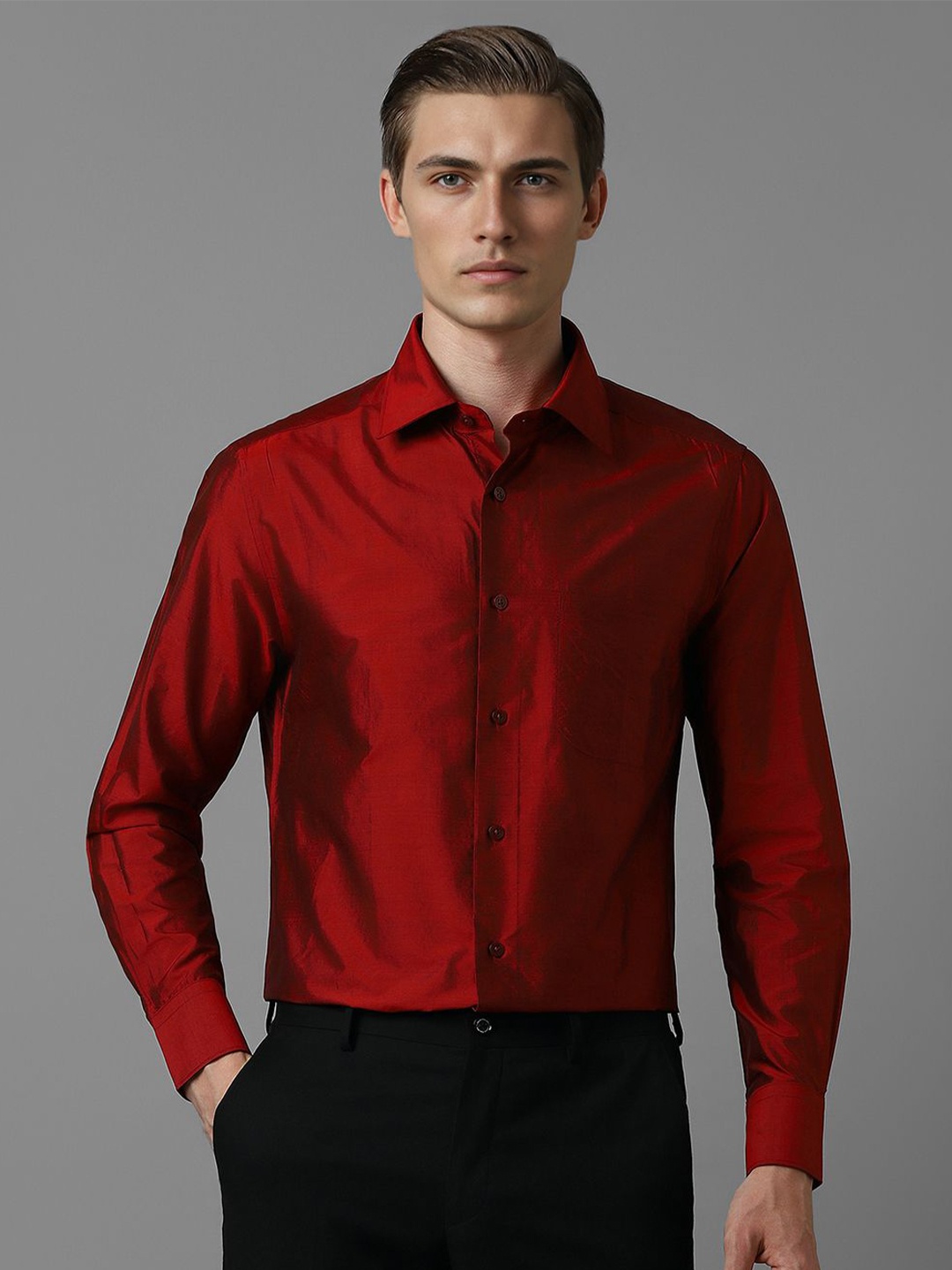 

Louis Philippe Men Opaque Formal Shirt, Red