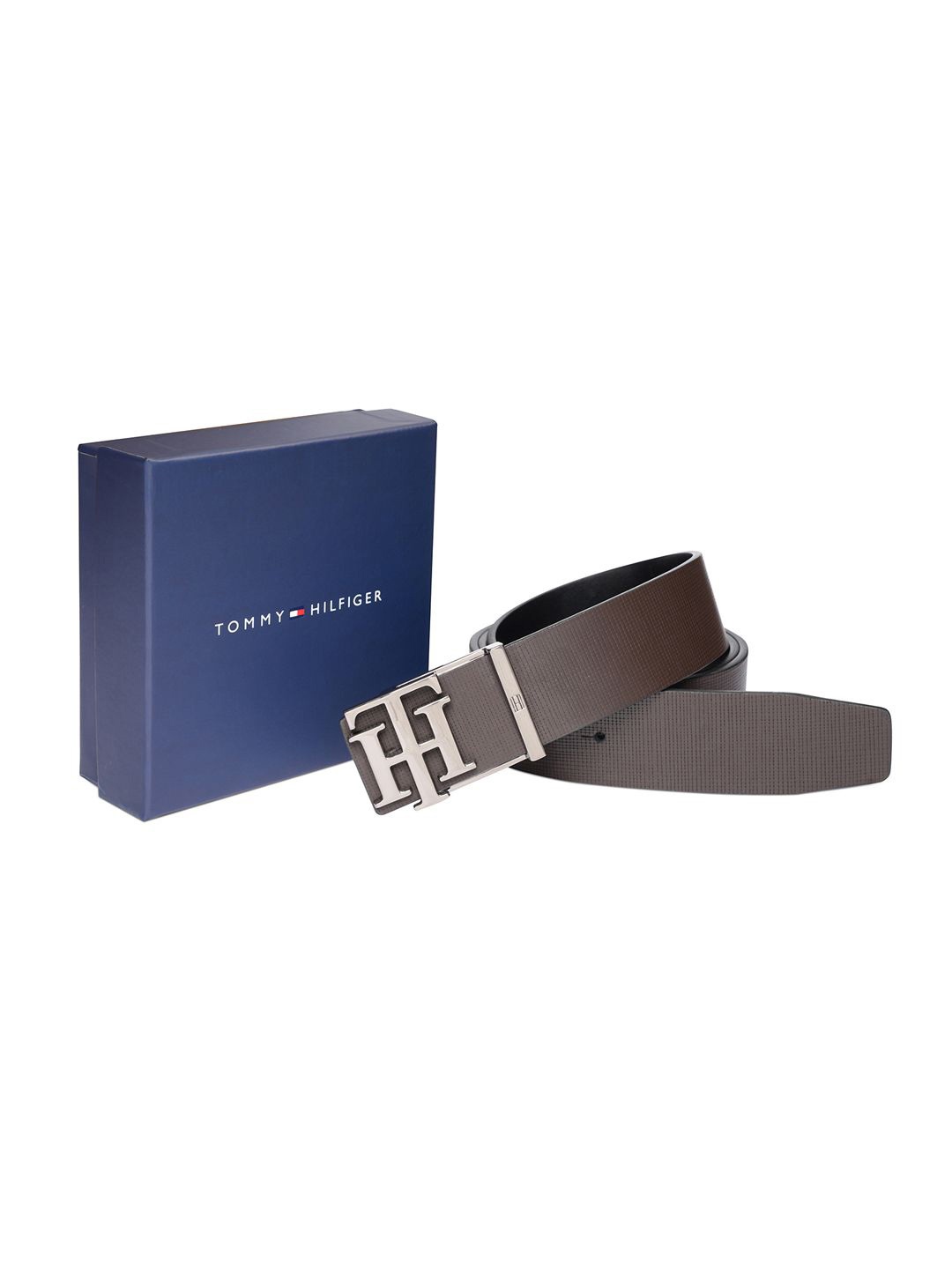 

Tommy Hilfiger Men Textured Leather Reversible Formal Belt, Brown