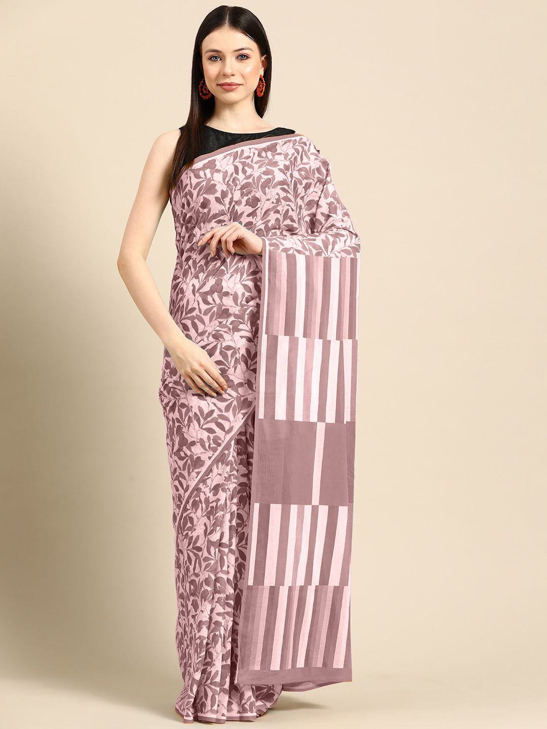 

BUTA BUTI Floral Pure Cotton Saree, Mauve