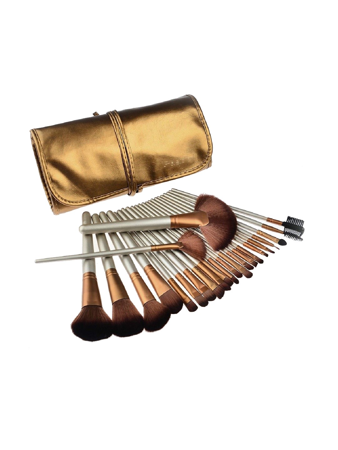 

Yoana Set Of 24 Professional Series Makeup Brushes With Leather Pouch, Silver