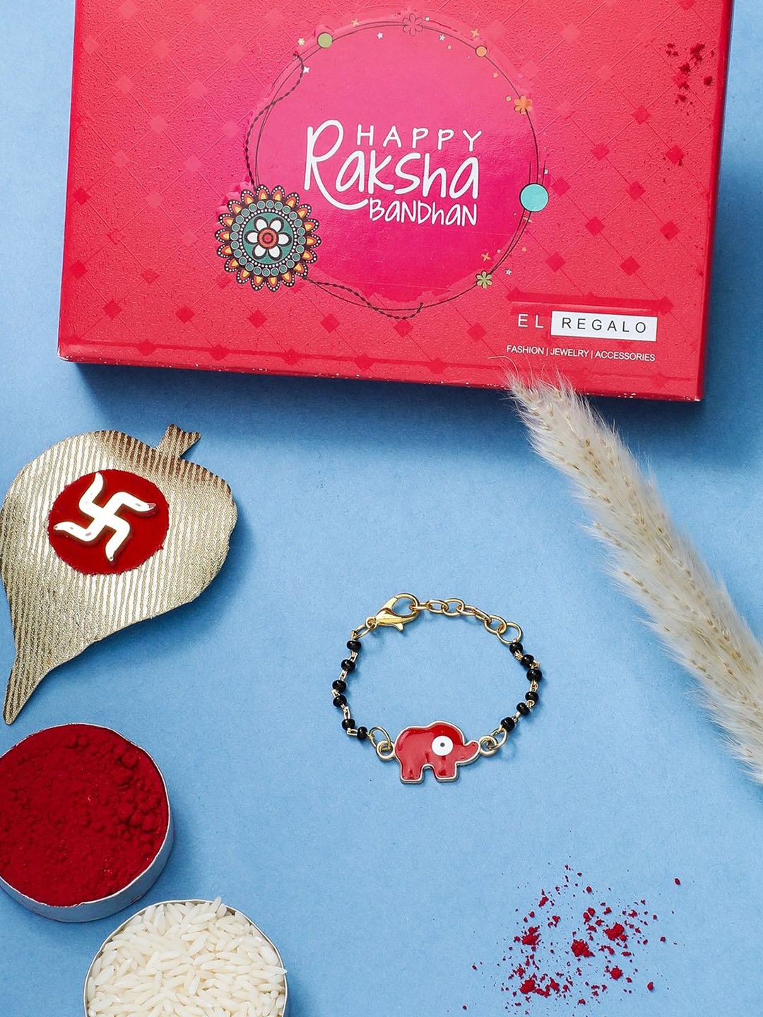 

EL REGALO Kids Beaded Evil Eye Bracelet Rakhi, Black