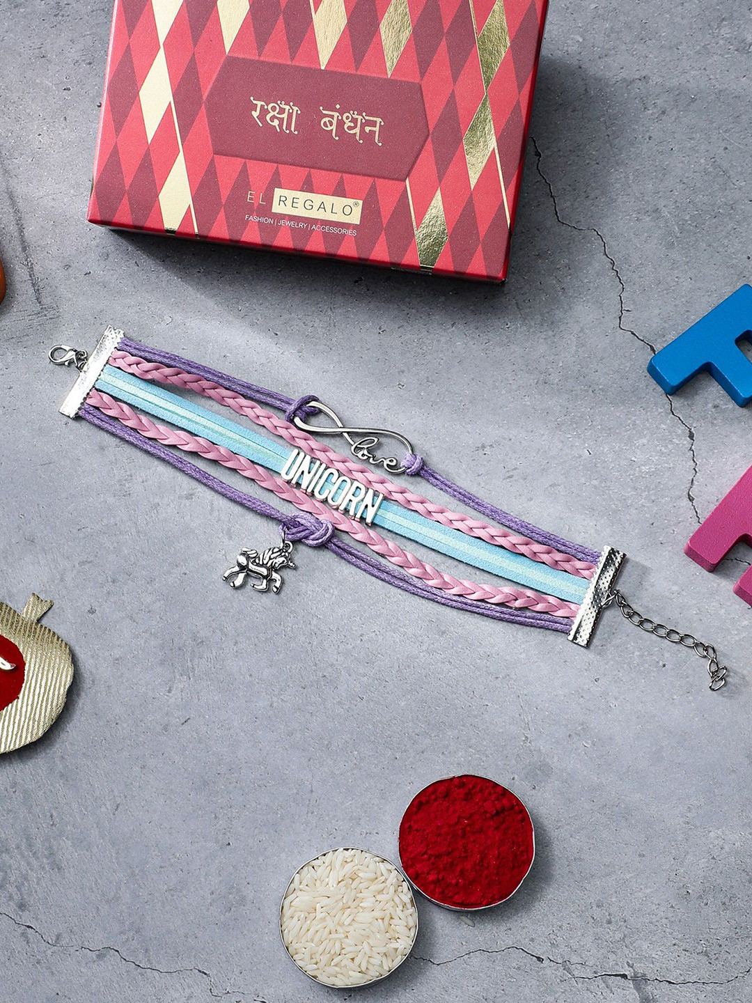 

EL REGALO Girls Unicorn Wraparound Rakhi, Purple