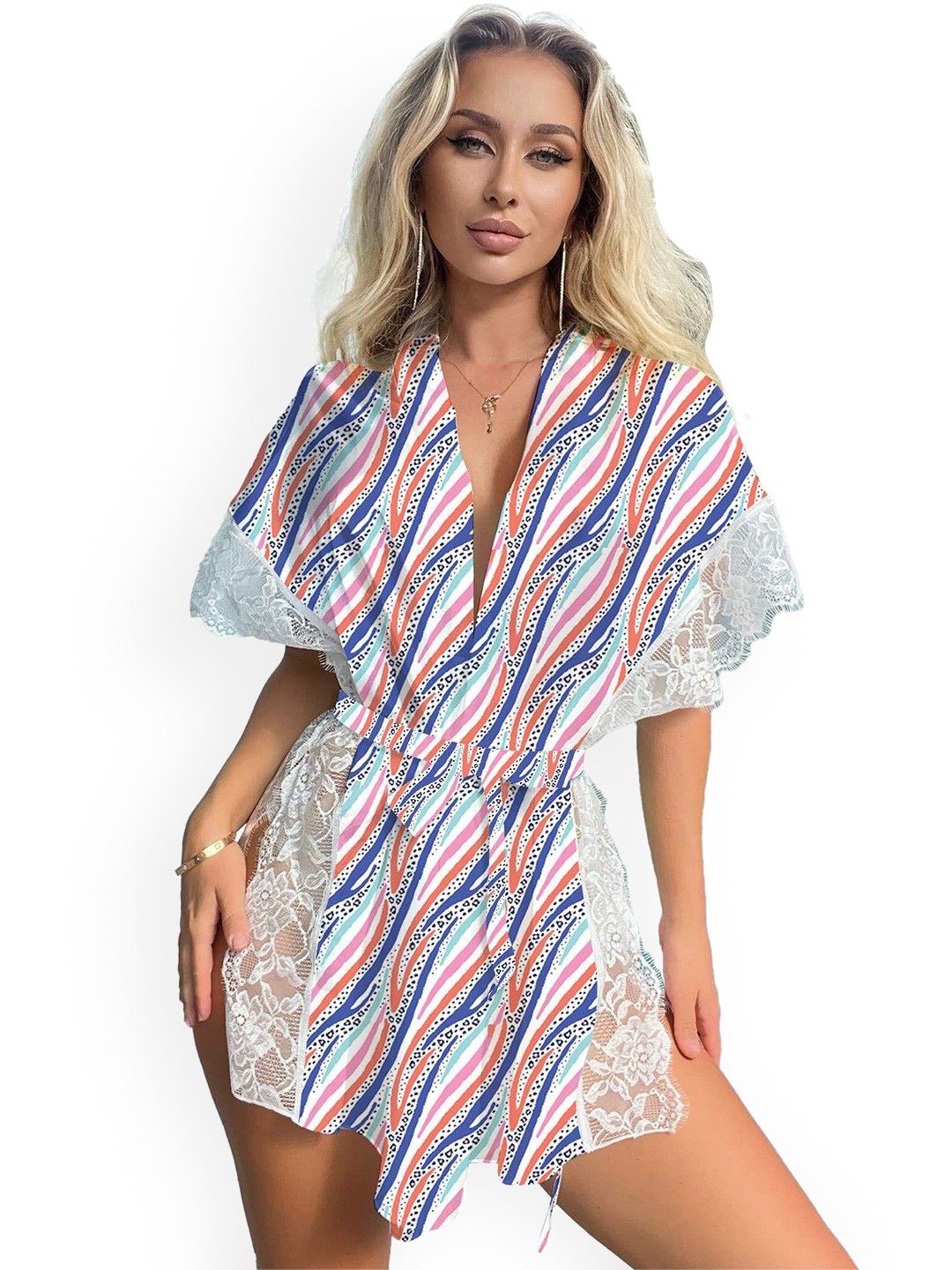 

CareDone V-Neck Printed Baby Doll, White
