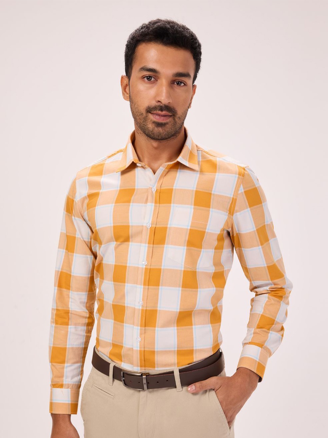 

Bombay High Men Comfort Buffalo Checks Opaque Checked Semiformal Shirt, Multi
