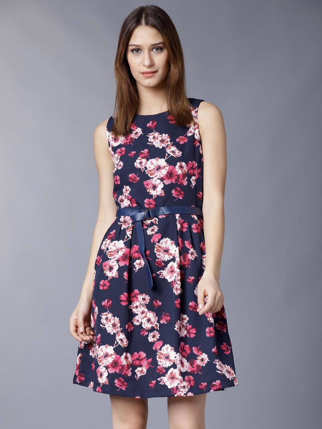 

Tokyo Talkies Floral Print Fit & Flare Dress, Navy blue