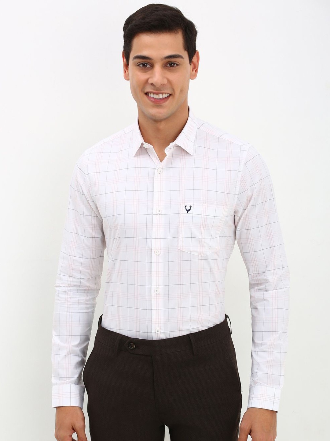 

Allen Solly Men Slim Fit Opaque Checked Formal Shirt, White