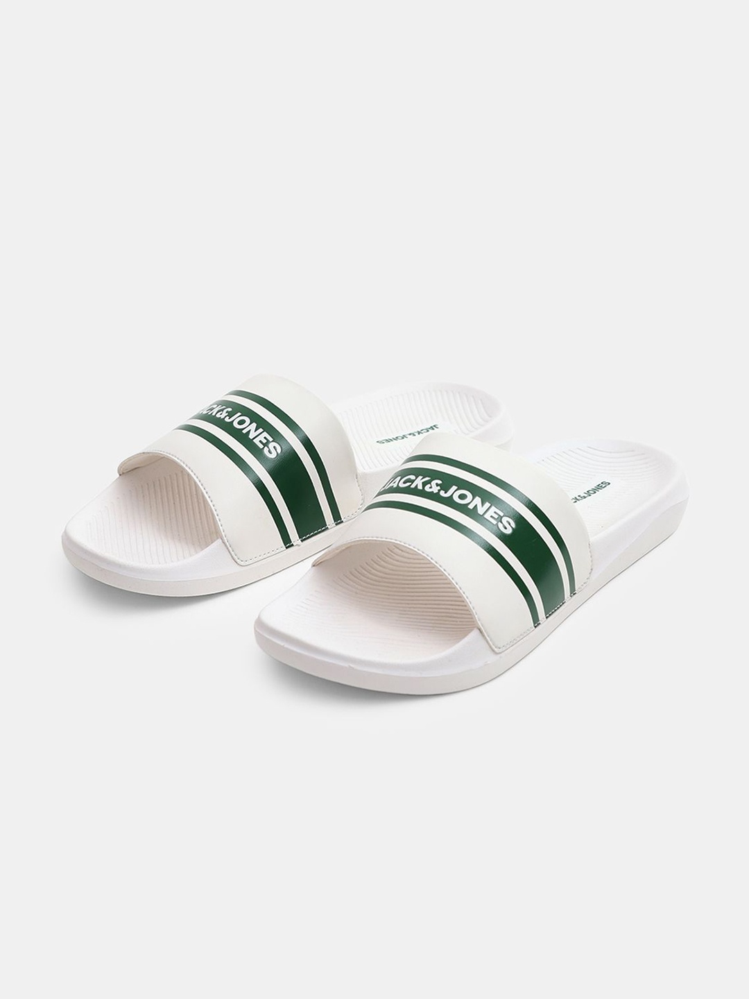 

Jack & Jones Men Striped Marshmallow Sliders, White