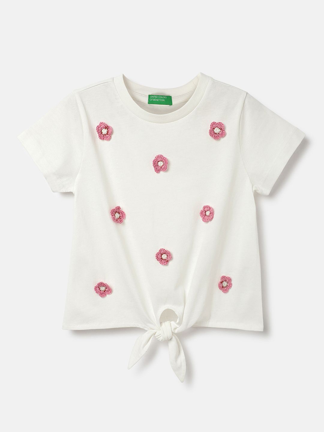 

United Colors of Benetton Embellished Cotton Top, White