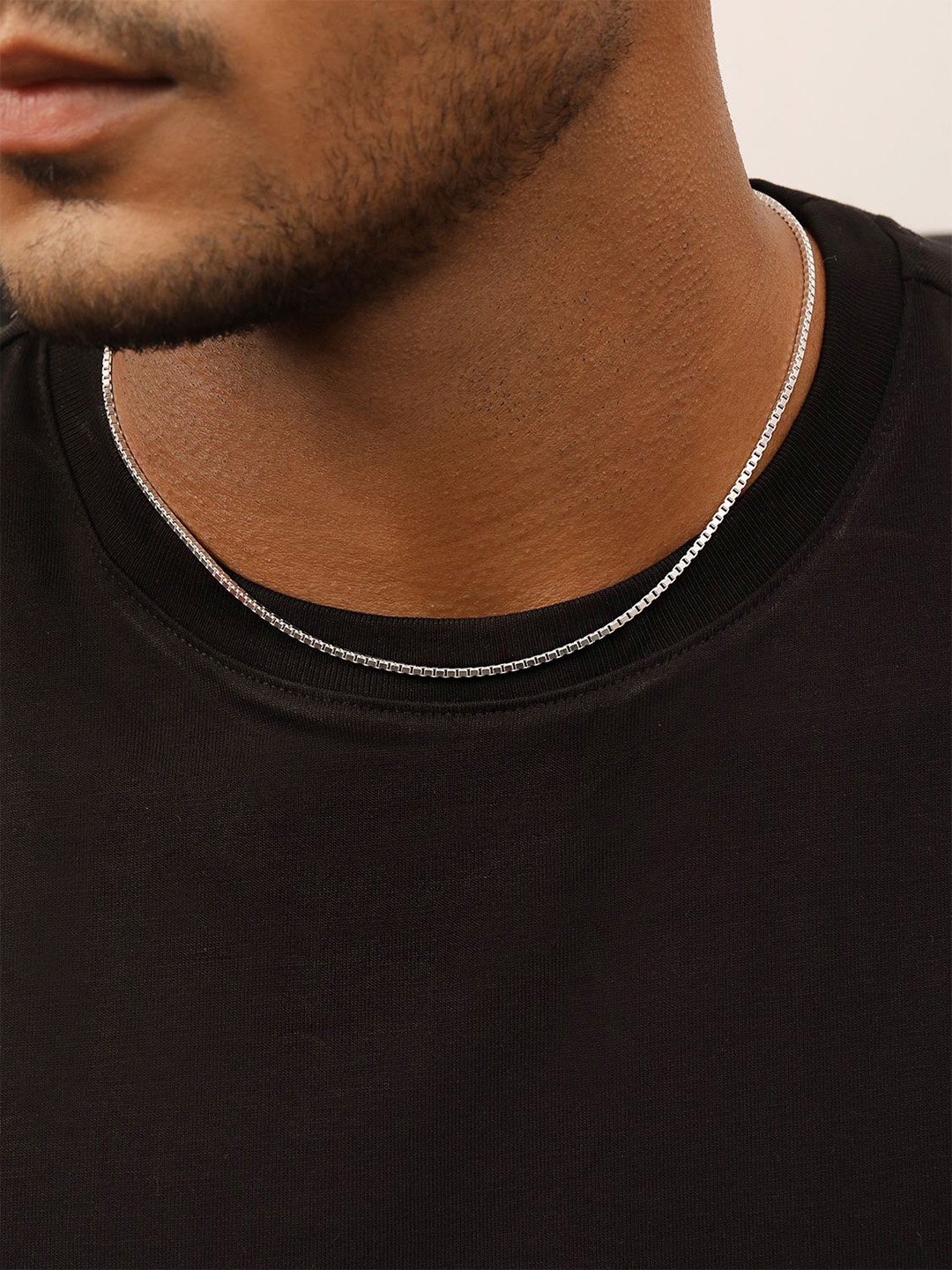 

Zavya Men 925 Sterling Silver Rhodium-Plated Minimal Box Chain