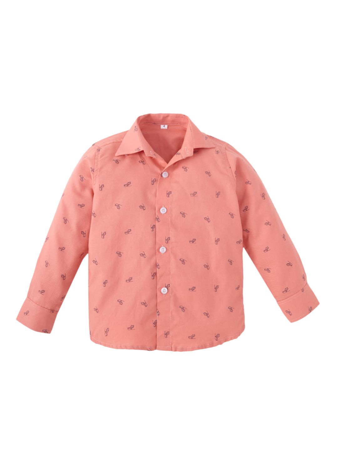 

Babywish Unisex Kids Standard Opaque Printed Casual Shirt, Peach