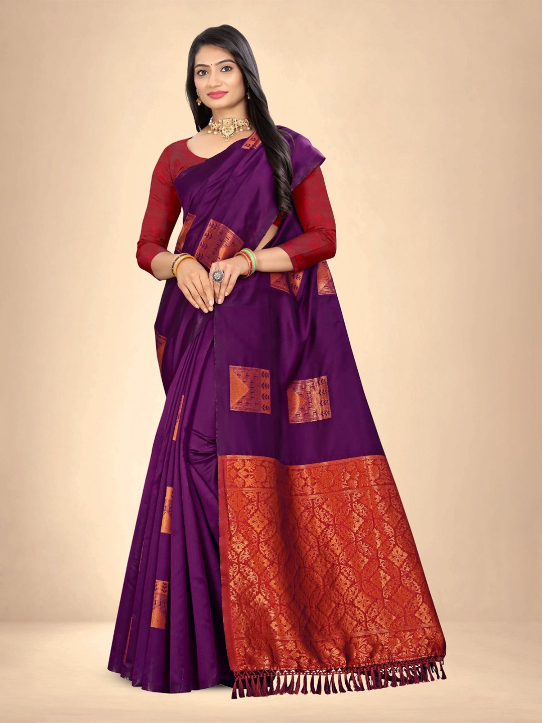 

Abhilasha Ethnic Motifs Kanjeevaram Saree, Purple