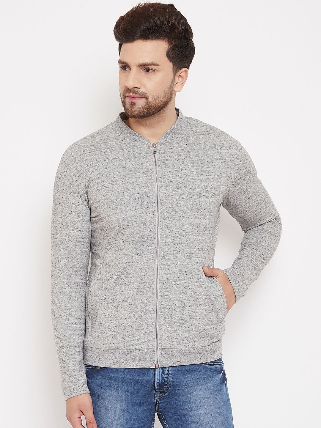 

Hypernation Men Fleece Sporty Jacket, Grey melange