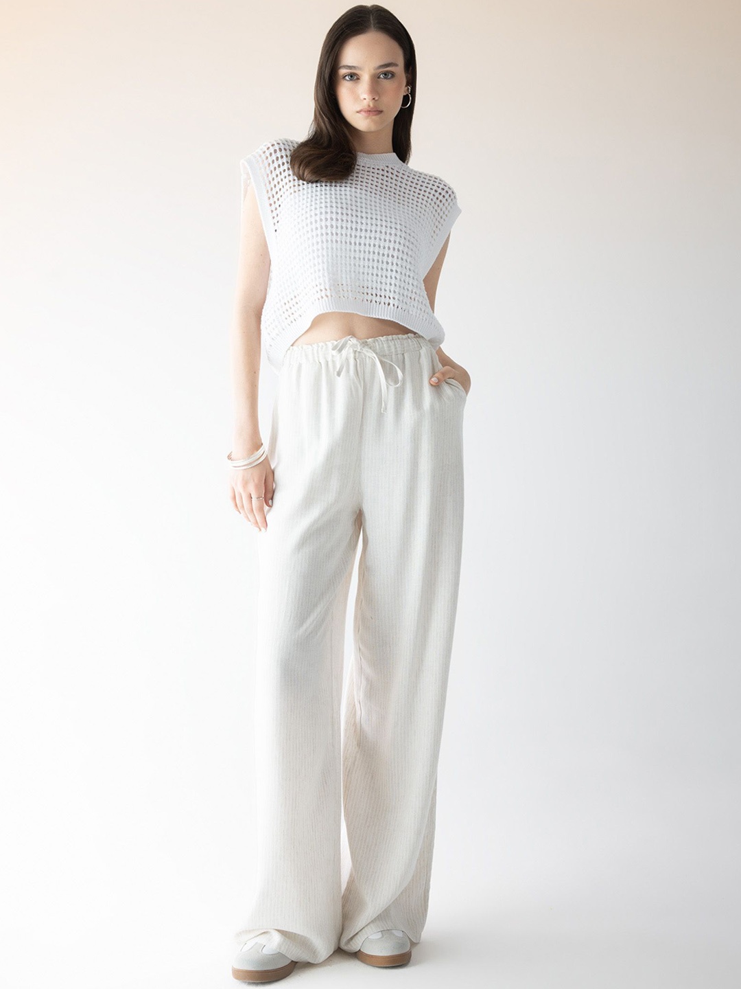 

DeFacto Women Mid-Rise Parallel Trousers, White