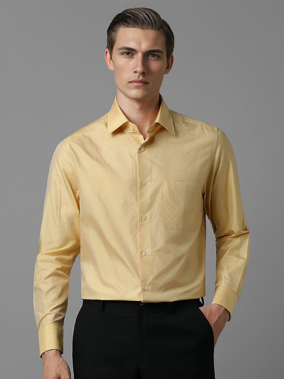 

Louis Philippe Men Opaque Formal Shirt, Yellow