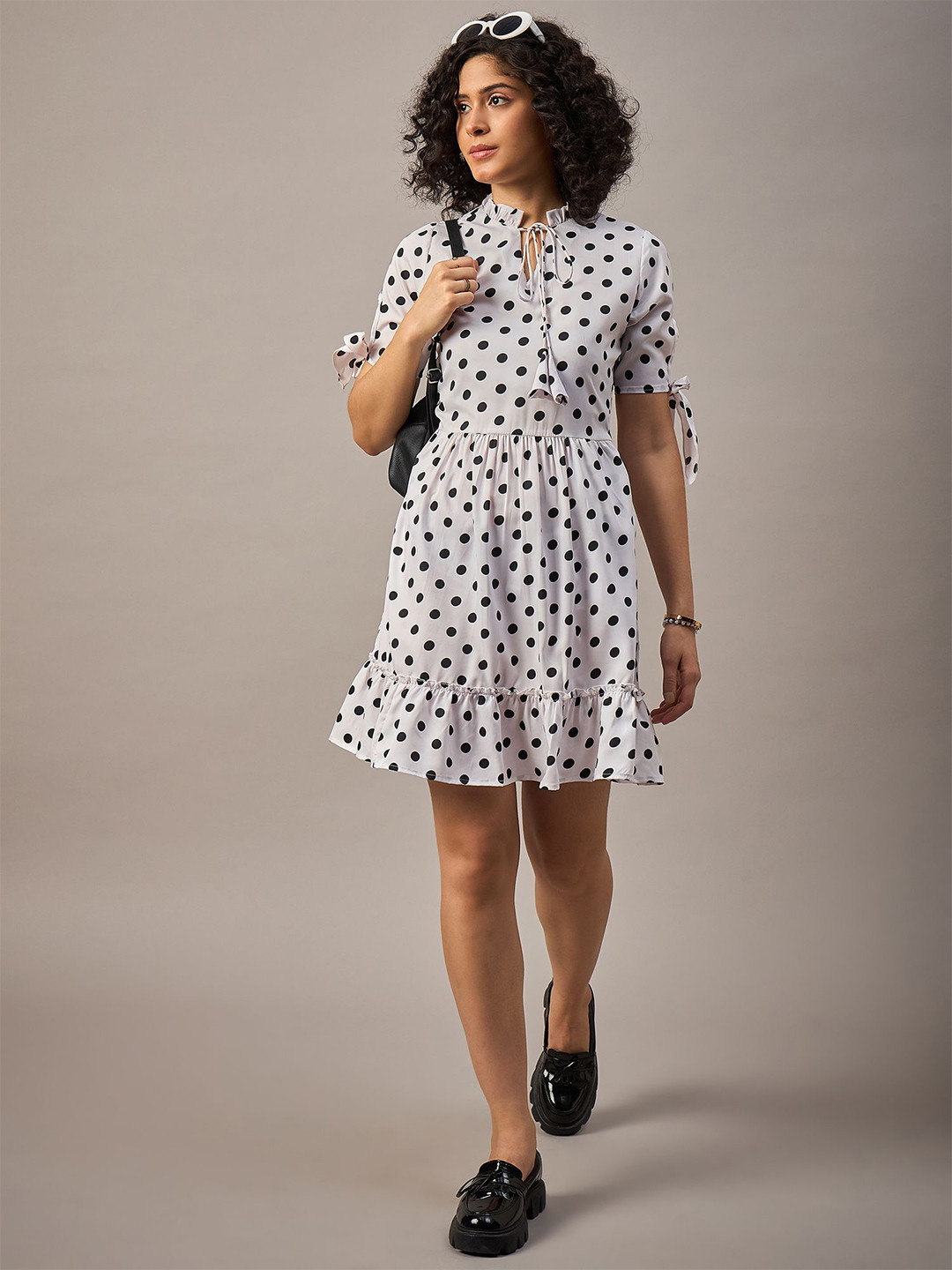 

The Roadster Lifestyle Co Women Polka Dot A-Line Dress, White