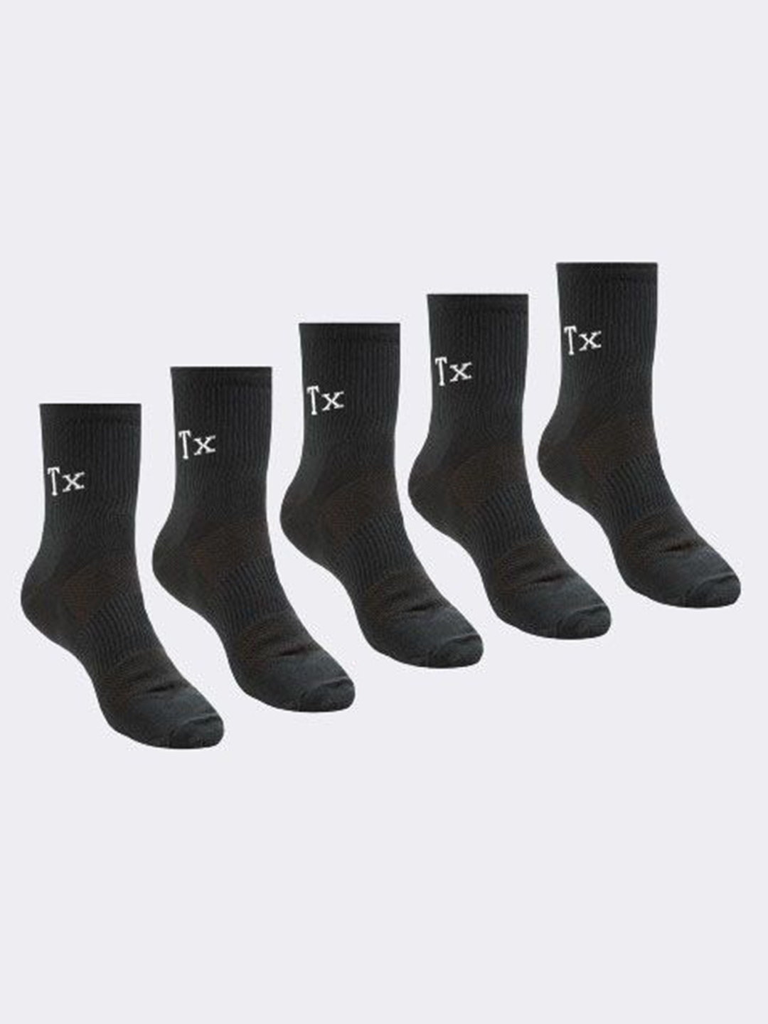 

Texlon Men Pack Of 5 Striped Cotton Ankle-Length Socks, Black
