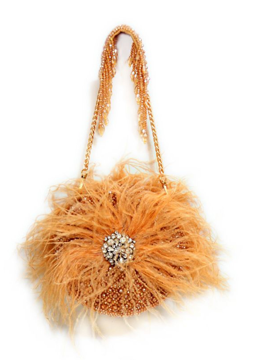 

EENA Alani Embroidered Half Moon Clutch, Gold