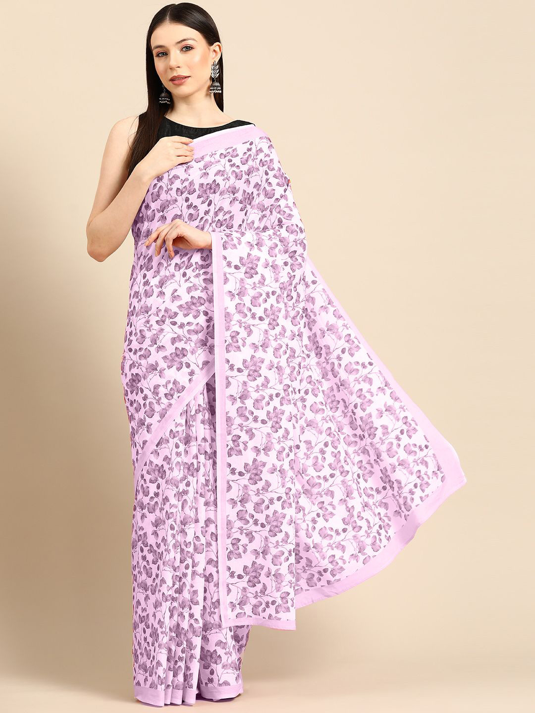 

BUTA BUTI Pink Floral Pure Cotton Printed Saree