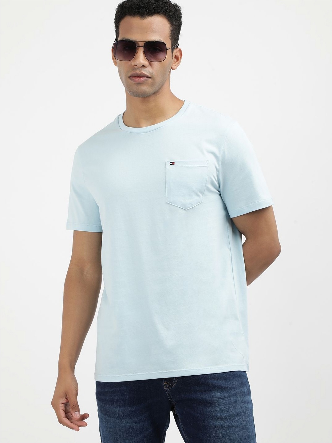

Tommy Hilfiger Men Solid Round Neck Cotton T-shirt, Blue