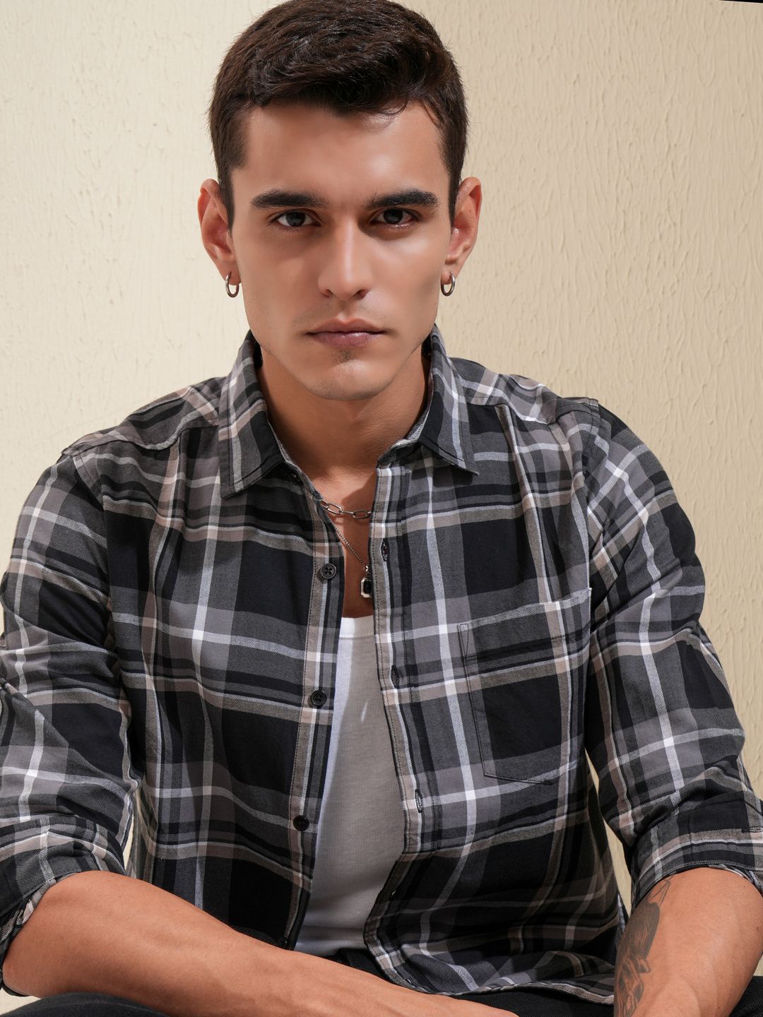 

KETCH Men Regular Fit Flannel Checked Casual Shirt, Grey
