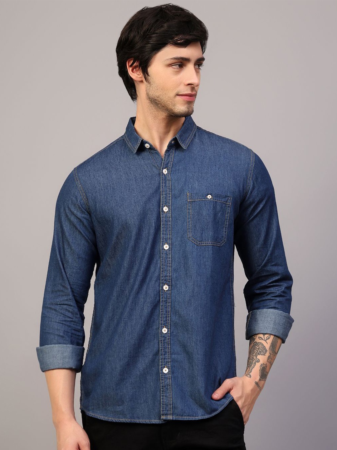 

MANTICORE Men Opaque Casual Shirt, Blue