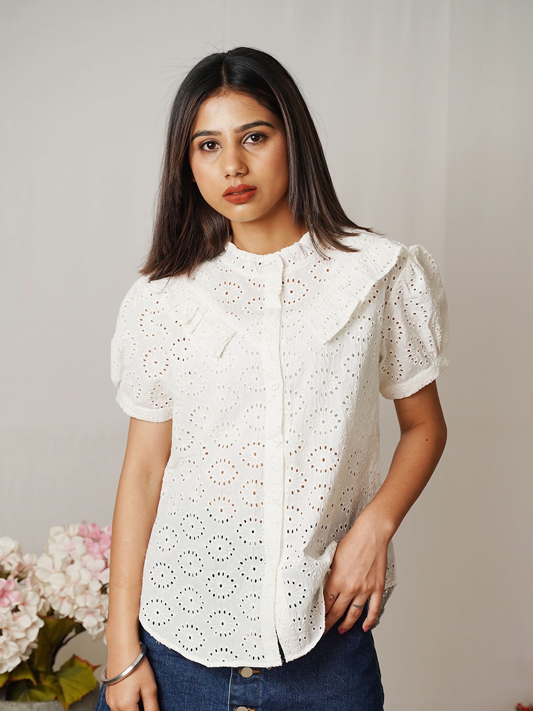 

SIDDHO HUM Women Floral Opaque Printed Casual Shirt, White
