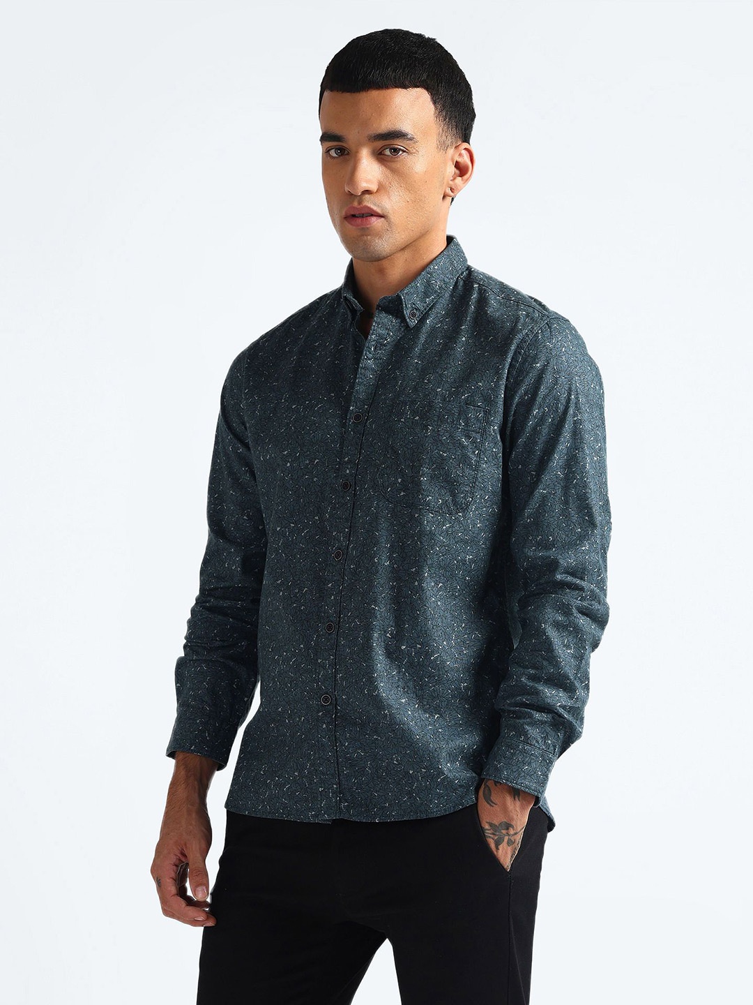 

Flying Machine Men Opaque Printed Casual Shirt, Blue