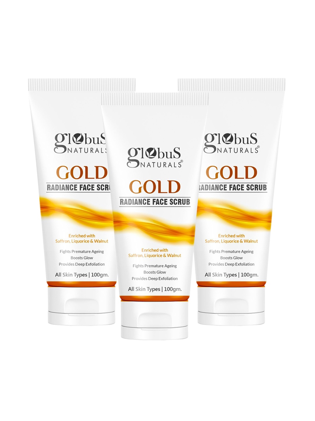 

Globus naturals Set Of 3 Gold Radiance Face Scrub - 100g Each, Na