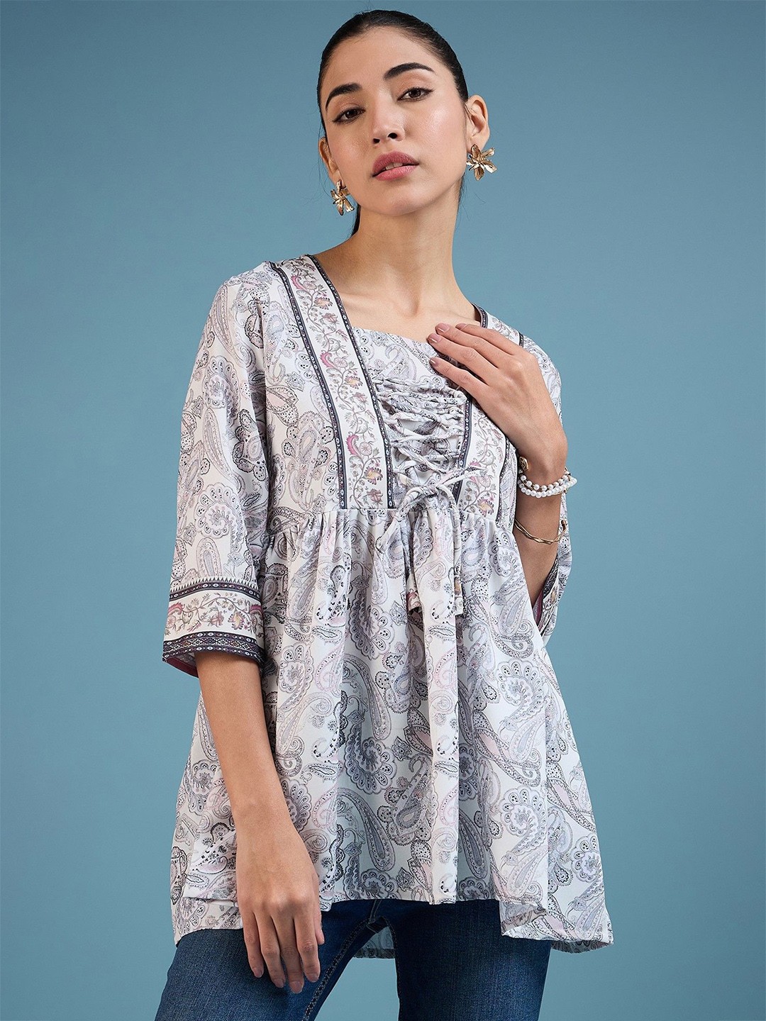 

A.V.M Prints Print Cotton Top, Beige