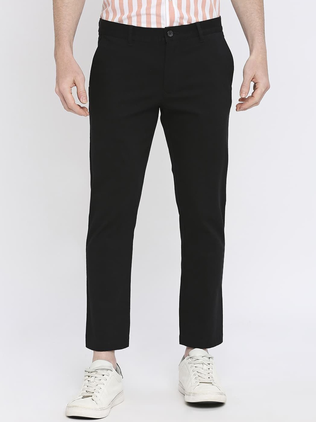 

Basics Men Tapered Fit Slim Fit Trousers, Black