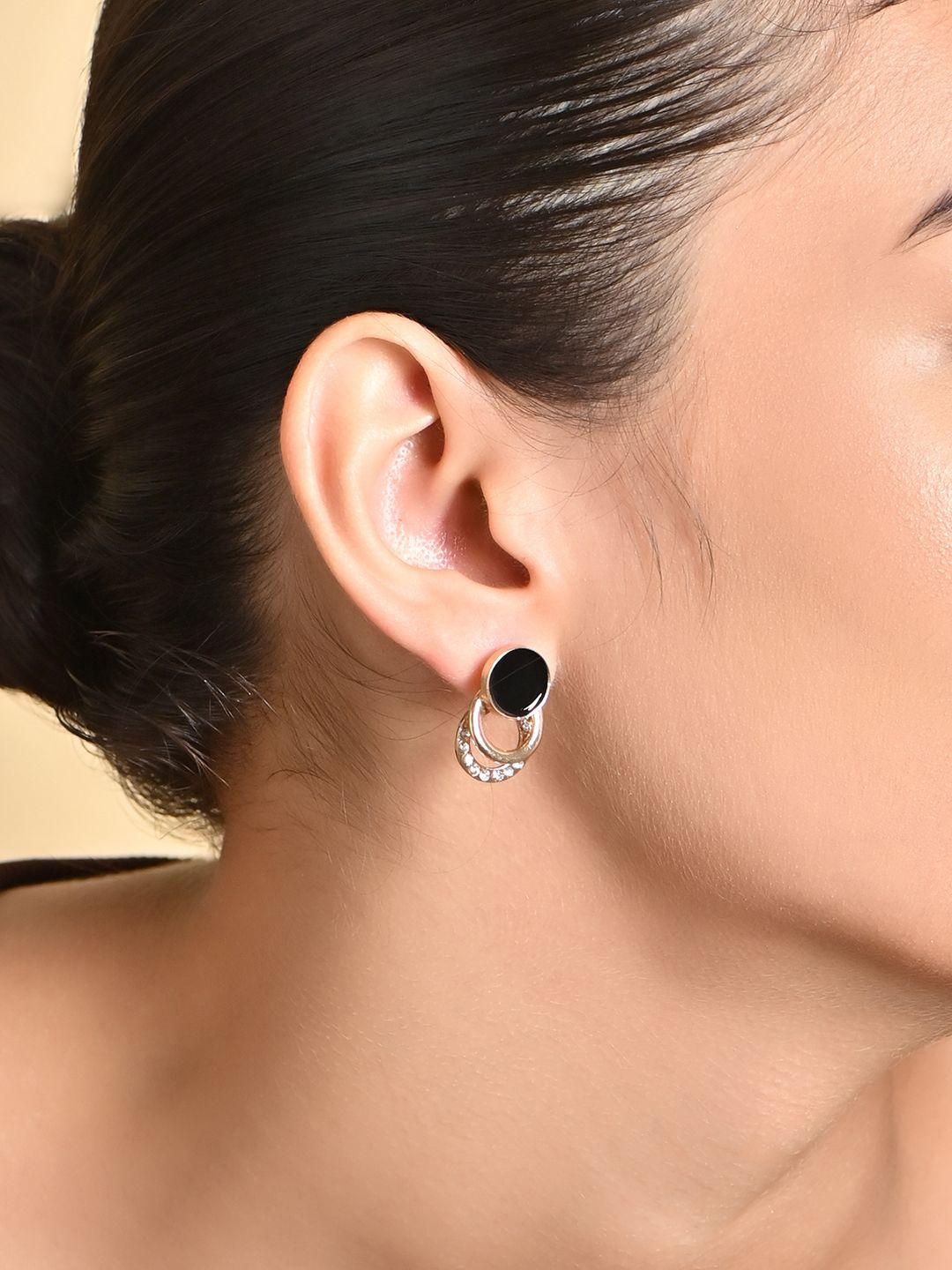 

ToniQ Gold-Plated Cubic Zirconia Studded Studs Earrings