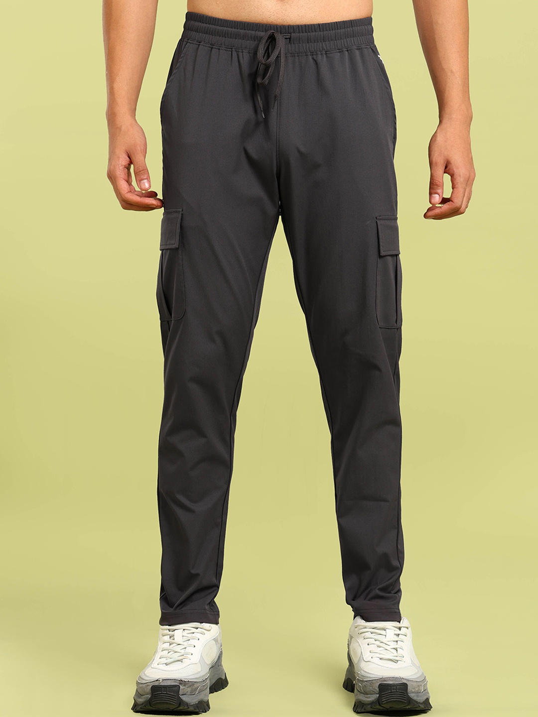 

Technosport Men Relaxed Straight Leg Slim Fit Elasto Plus Cargo Track Pants, Grey