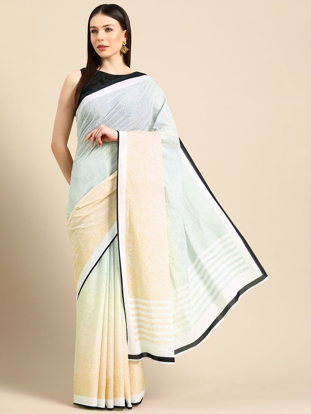 

BUTA BUTI Ethnic Motifs Pure Cotton Saree, Yellow