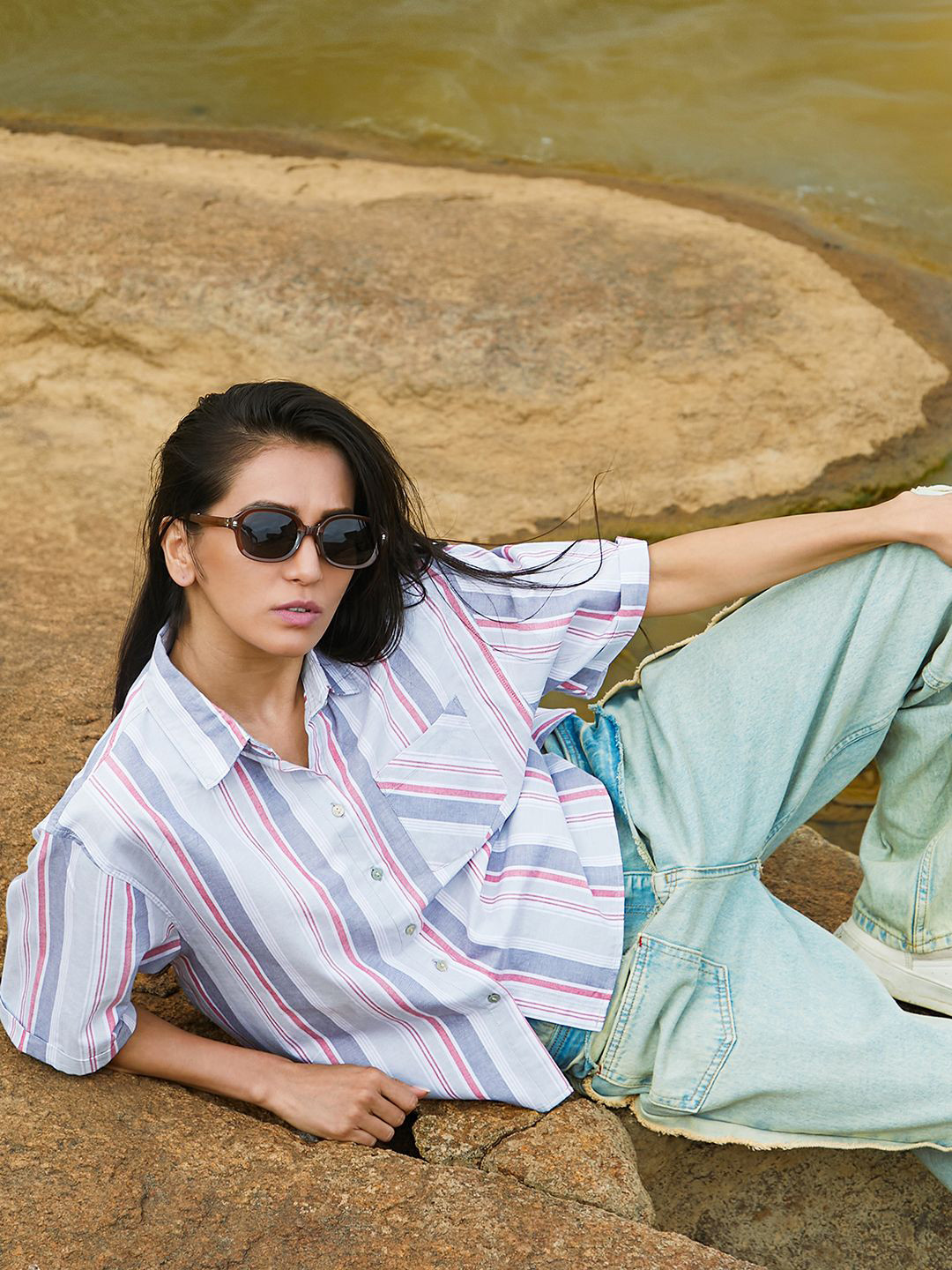

PINACOLADA Women Relaxed Boxy Multi Stripes Opaque Striped Casual Shirt