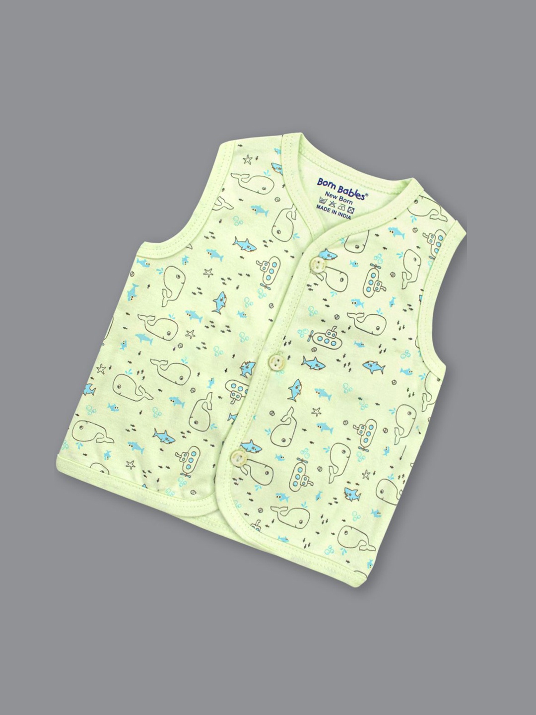 

Born Babies Infants Printed Pure Cotton Jabla, Green