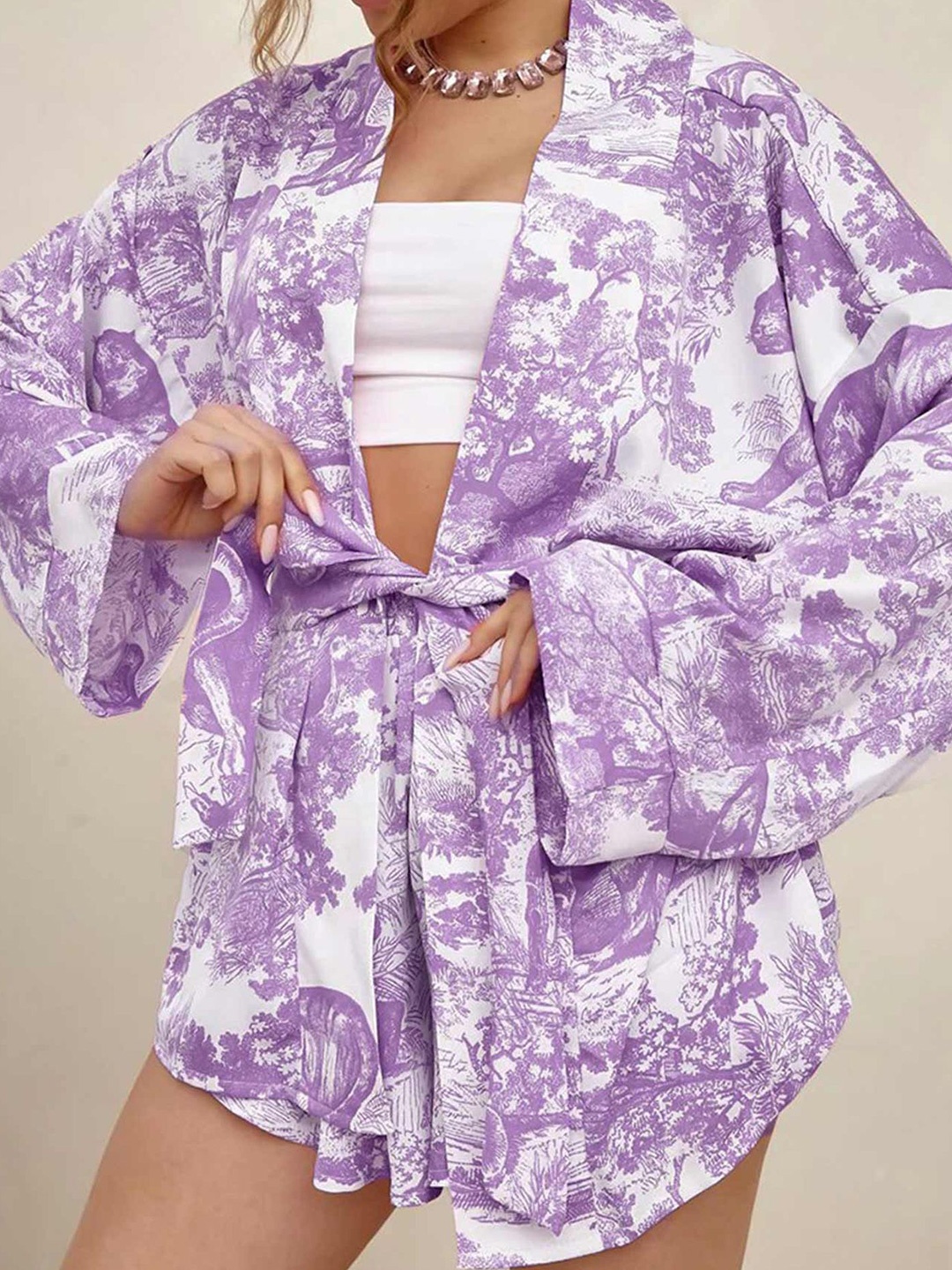 

LULU & SKY Women Printed Night Suits, Purple