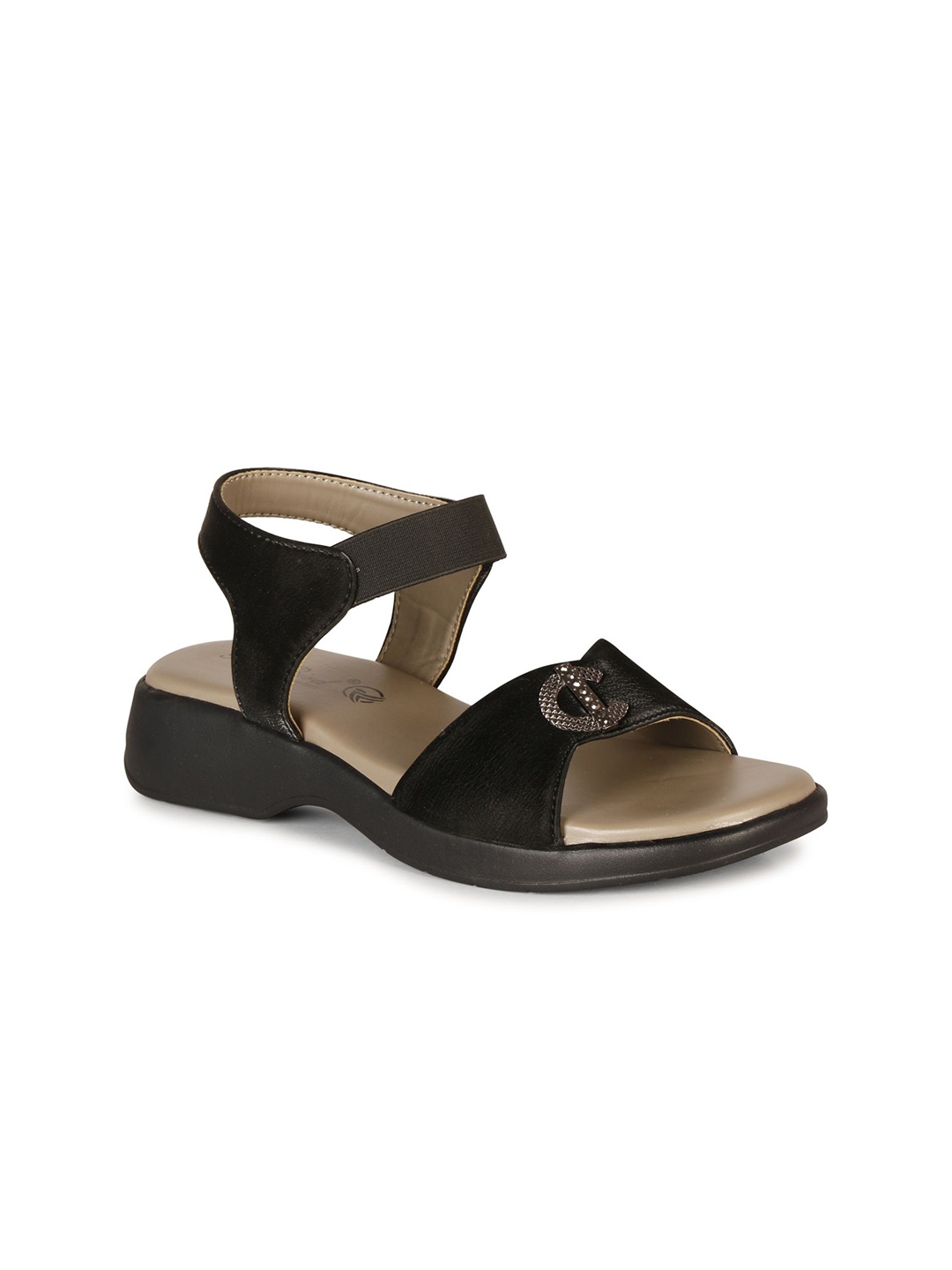 

BIG BIRD PU Wedge with Buckles Sandals, Black