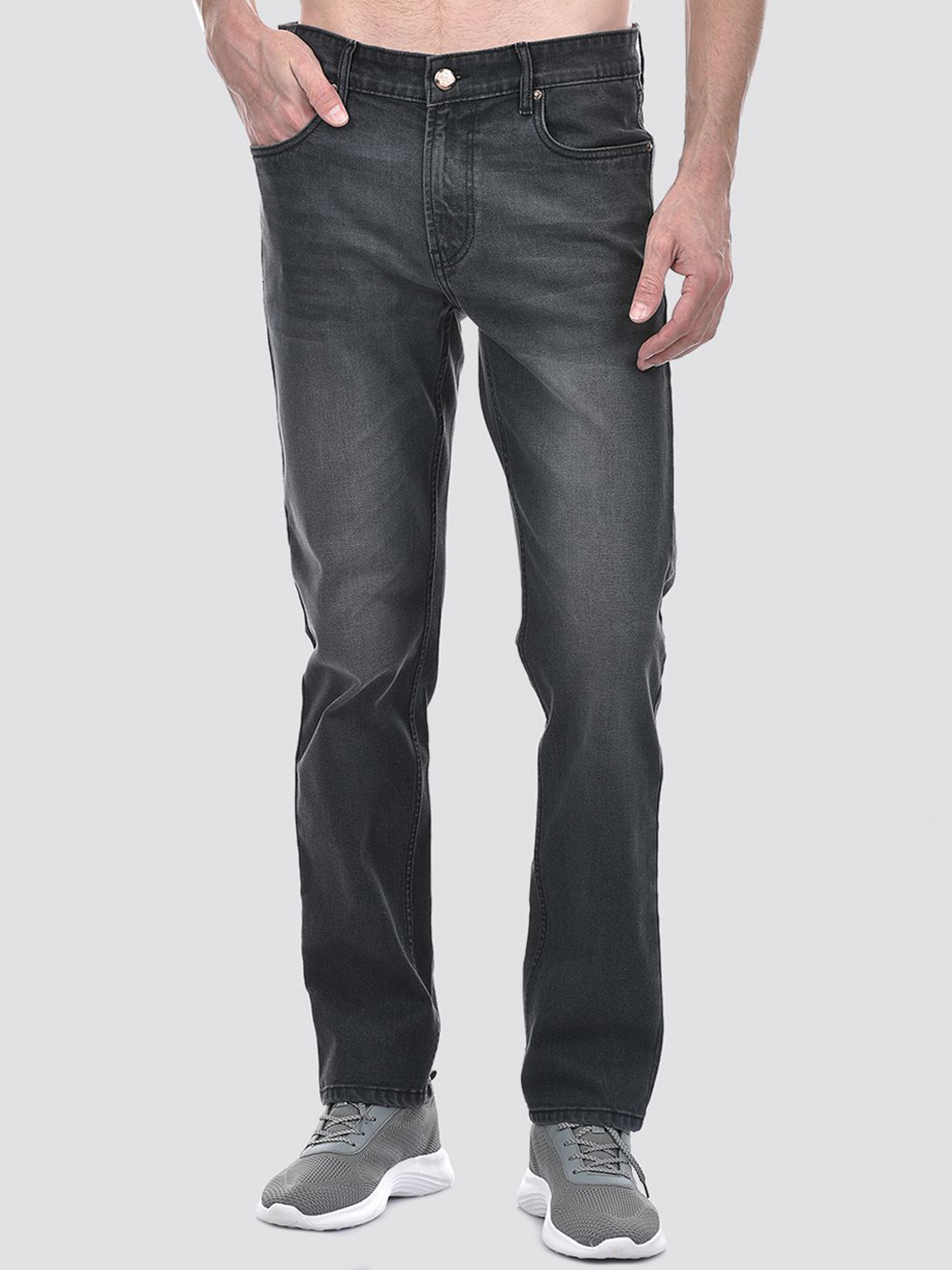 

Numero Uno Men Mid-Rise Slim Fit Slash Knee Light Fade Stretchable Jeans, Grey