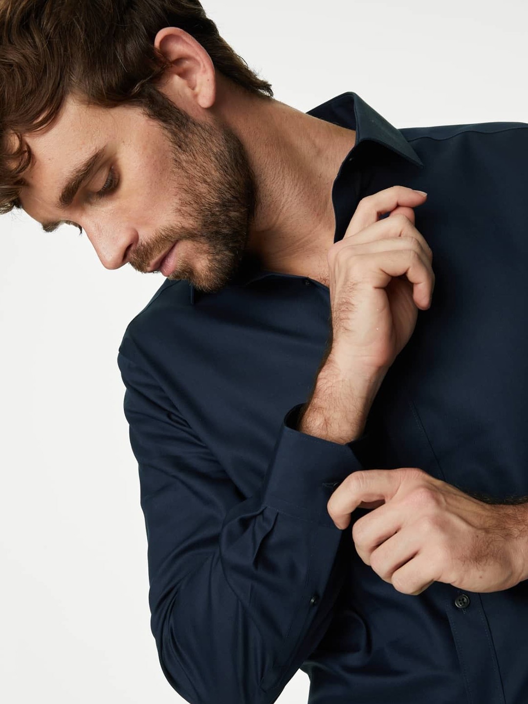 

Marks & Spencer Men Slim Fit Opaque Casual Shirt, Navy blue