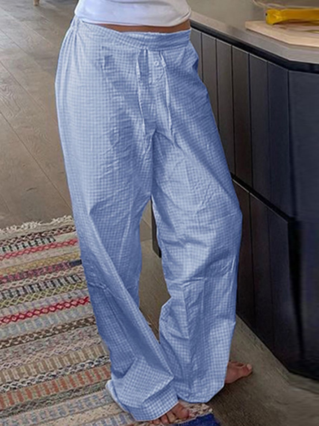 

LULU & SKY Women Straight Fit High-Rise Trousers, Blue