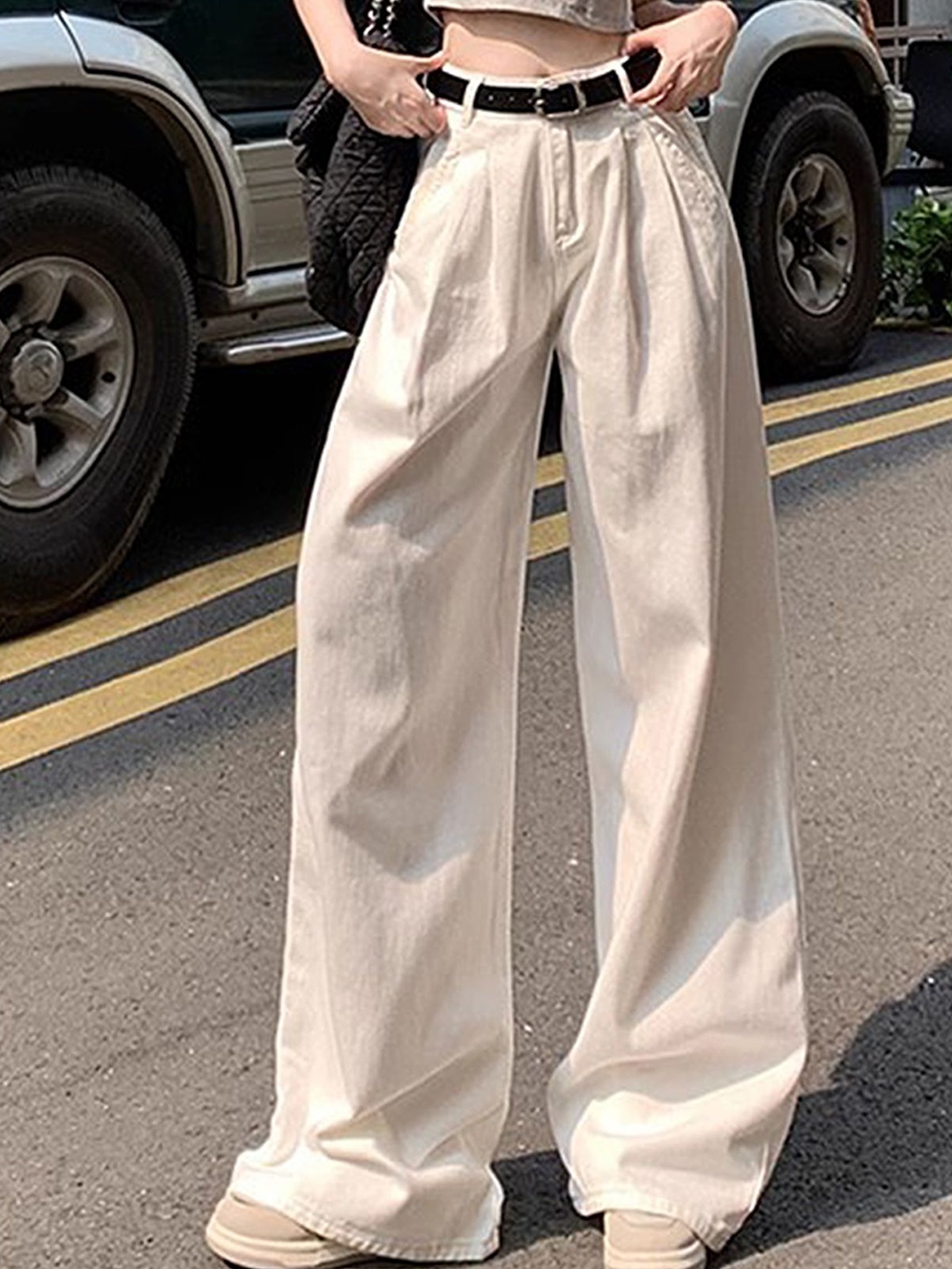 

LULU & SKY Women Wide Leg High-Rise Jeans, White