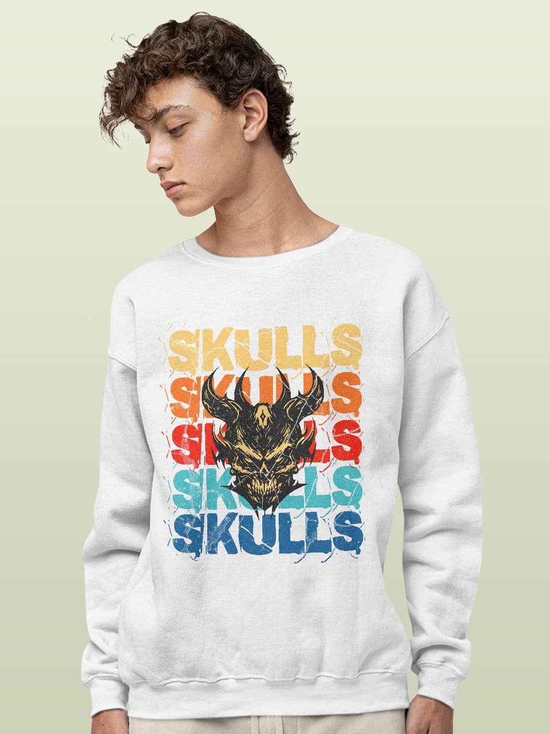 

macmerise Men Printed Sweatshirt, White